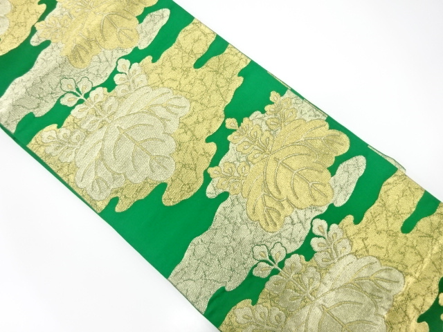 JAPANESE KIMONO / ANTIQUE FUKURO OBI / WOVEN MIST & PAULOWNIA